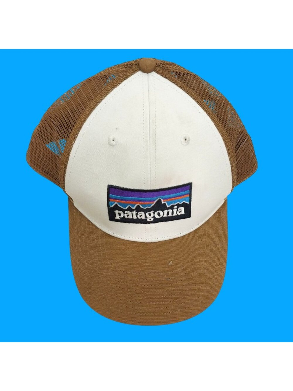 Patagonia Brown & White Trucker Hat With Mesh Back & Adjustable Snapback Closure